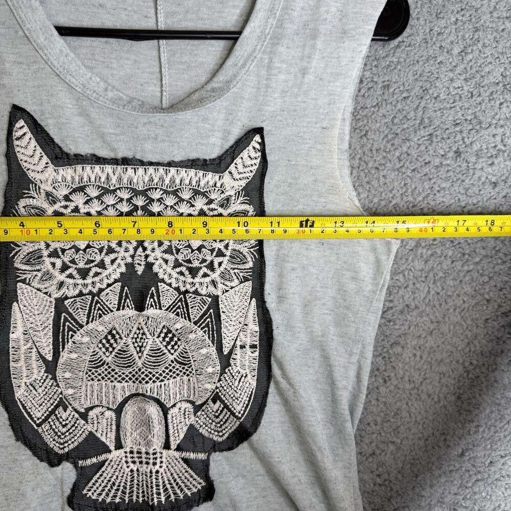 Mary Jane Tank Top Womens Small Gray Owl Print Festival Summer - Picture 2 of 11